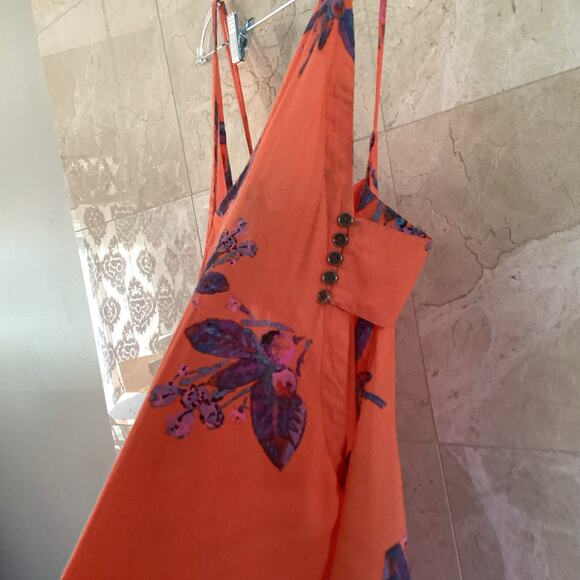 Free People Orange Crop Wide Leg Jumpsuit - S - Boho Maximalist Festival Vibes - Picture 8 of 13